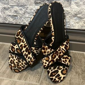 J. Crew leopard print slide sandals size 10